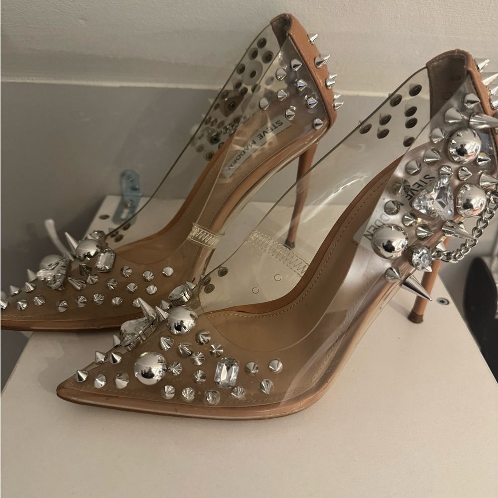 Steve Madden Metallic and Nude Studded Heels - Picture 2 of 6